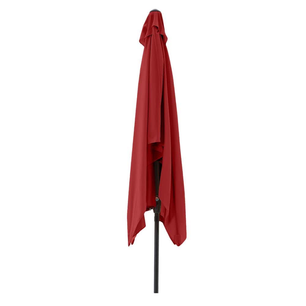 Pure Garden 10 Ft Red Polyester Rectangular Patio Umbrella with Steel Pole