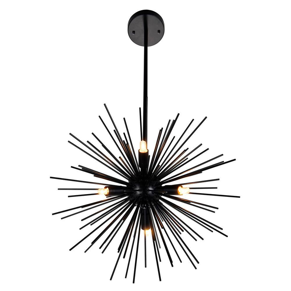Savannah 30" Black Sputnik Modern Chandelier with Golden Touch