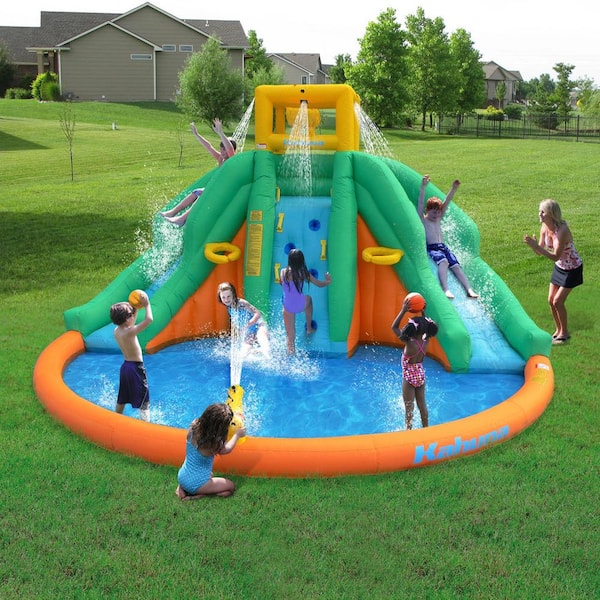 Unbranded Twin Peaks Kids Inflatable Splash Pool Backyard Water Slide Park