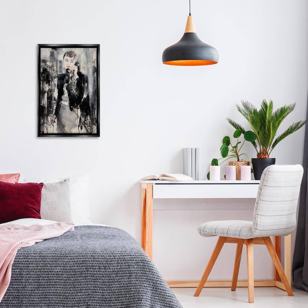 Classic Beauty Fashionista by Lucille Lee Black Floater Frame People Graphic Art Print 25 in. x 17 in. price history on PriceWatchPro
