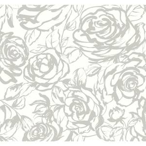 Nelda Silver Rose Wallpaper Sample