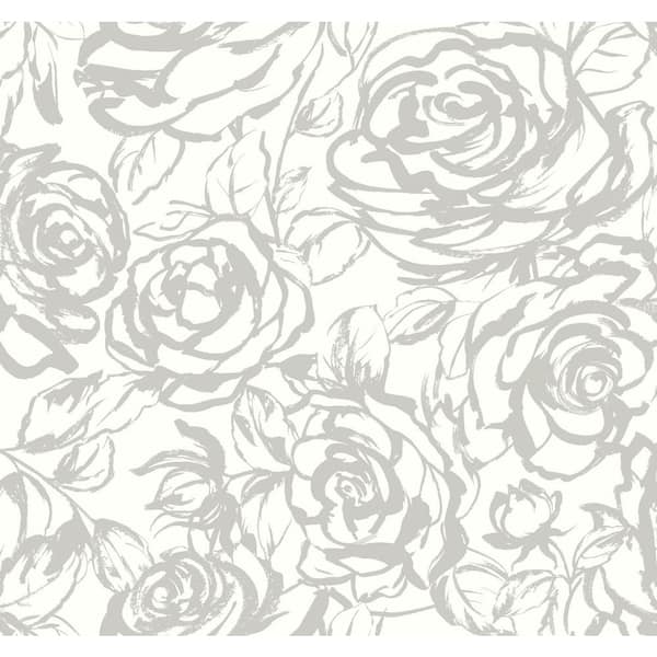 A-Street Prints Nelda Silver Rose Wallpaper Sample