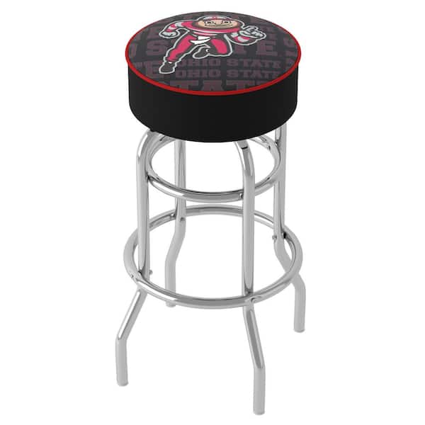 Unbranded The Ohio State University Brutus Dash 31 in. Red Backless Metal Bar Stool with Vinyl Seat