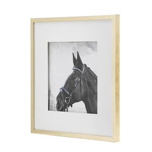 Naive Animal Printing, Horse in Black and White 2-Piece Square Wood Framed Art Print 22 in. x 22 in.
