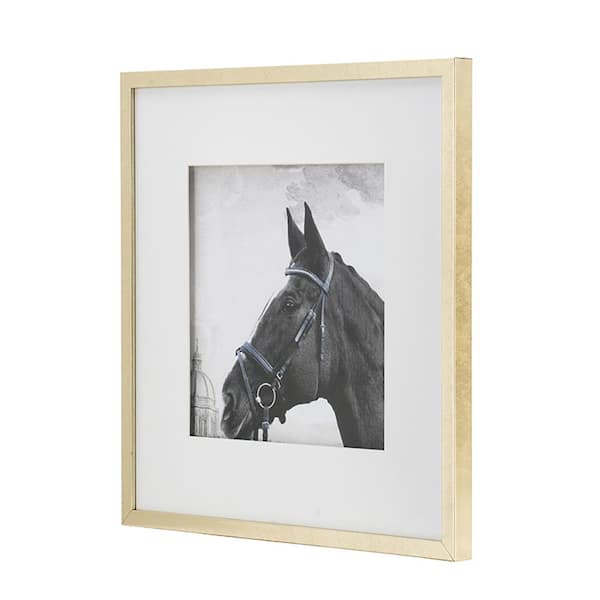 Vsmile Naive Animal Printing, Horse in Black and White 2-Piece Square Wood Framed Art Print 22 in. x 22 in.