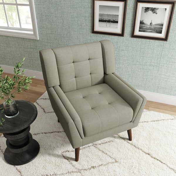 Uixe Modern Beige Gray Linen Accent Arm Chair (Set of 1)