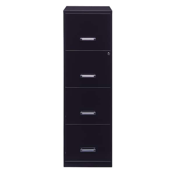 Space Solutions 18 in. D 4-Drawer Black Metal Smart Letter Width 14.25 in. W Vertical File Cabinet