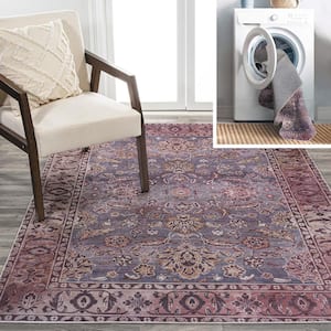 Victoria Ornate Brown/Gray 4 ft. x 6 ft. Persian All-Over Machine Washable Indoor Area Rug