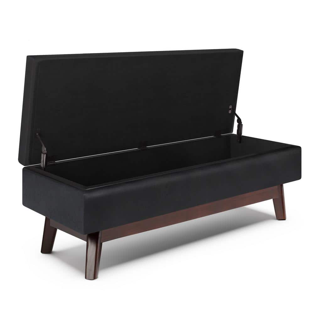 Owen Mid Century Modern Black Rubberwood Cocktail Ottoman