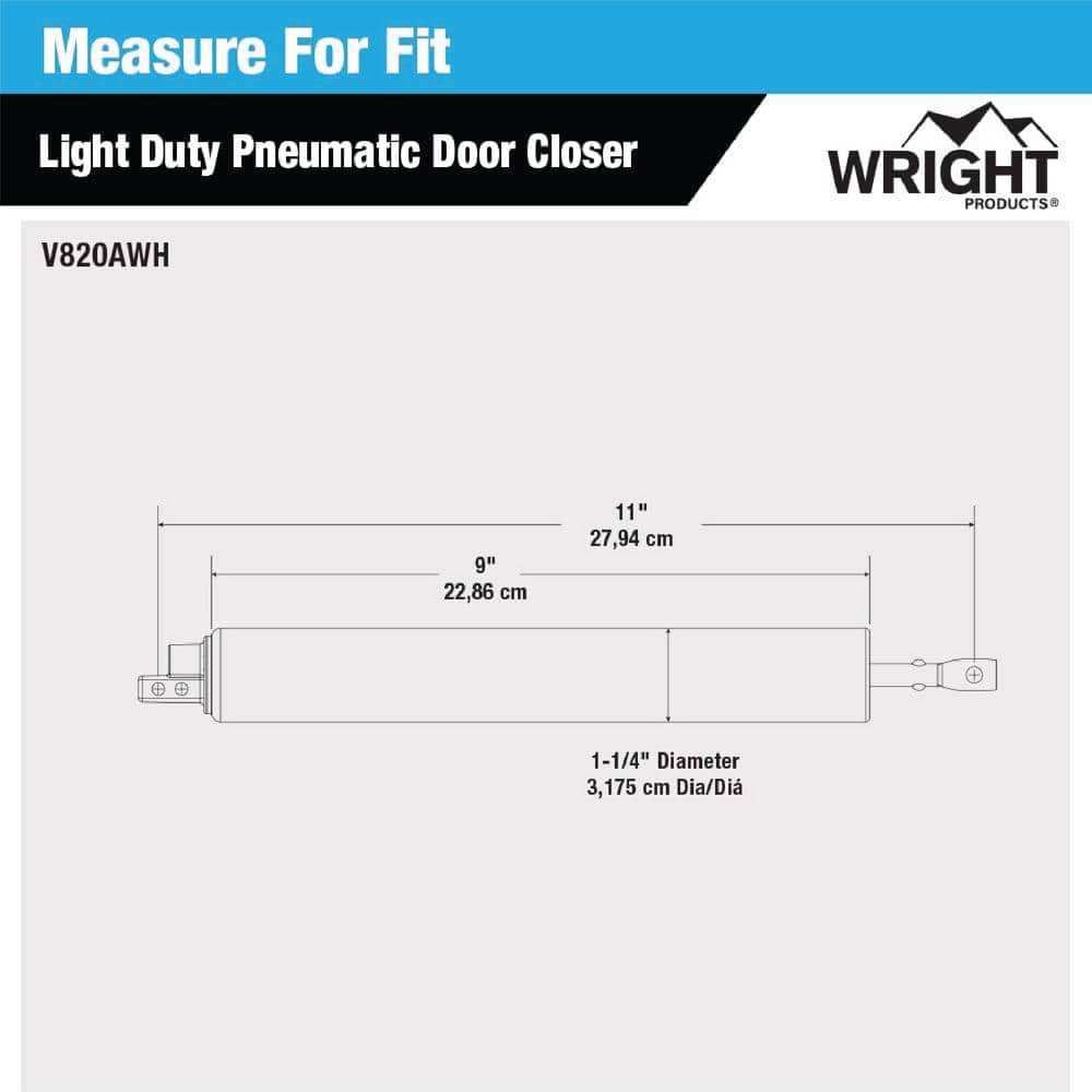 Wright Medium Duty White Aluminum Pneumatic Door Closer