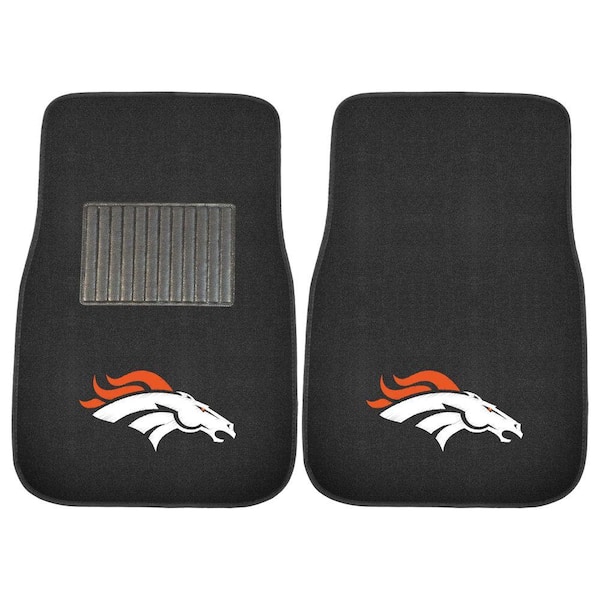 FANMATS NFL Denver Broncos 2-Piece 17 in. x 25.5 in. Carpet Embroidered Car Mat