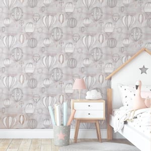 Balloon Fiesta Grey and Rose Gold Removable Wallpaper