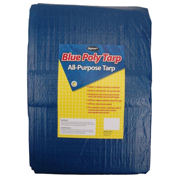 Sigman 9 ft. 6 in. x 19 ft. 6 in. Blue General Purpose Tarp-DISCONTINUED