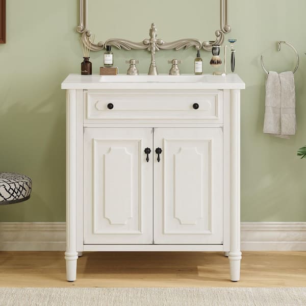 Staykiwi 36 in.W x 18 in. D x 34 in. H Freestanding Bath Vanity in Gray with White Cultured Marble Top