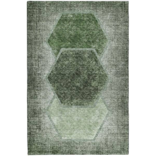 Dream Shag Premium Machine Washable Abstract ADS679 Olive 9 ft. x 12 ft. Area Rug