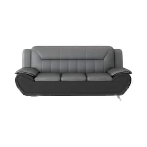 Sanuel 79 in. Round Arm 3-Seater Sofa in Gray/Black