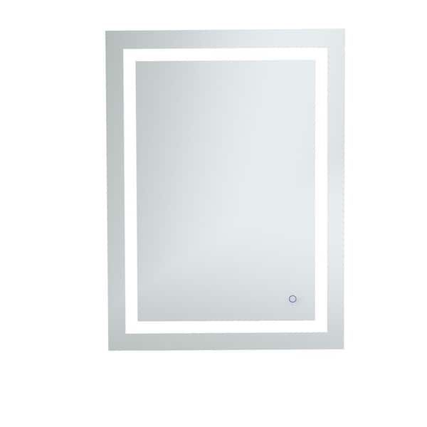 Unbranded Timeless 27 in. W x 36 in. H Framed Rectangular LED Light Bathroom Vanity Mirror in Silver