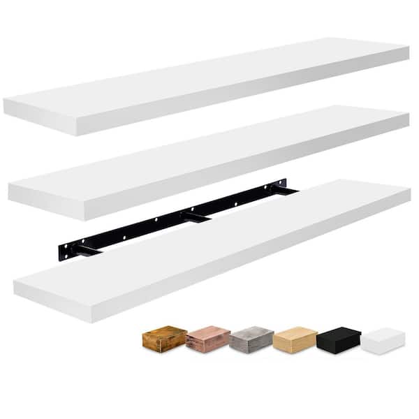 55 in. W x 9.25 in. D Floating Shelves for Wall, with Invisible Brackets, Decorative Wall Shelf, White, 3 Pack