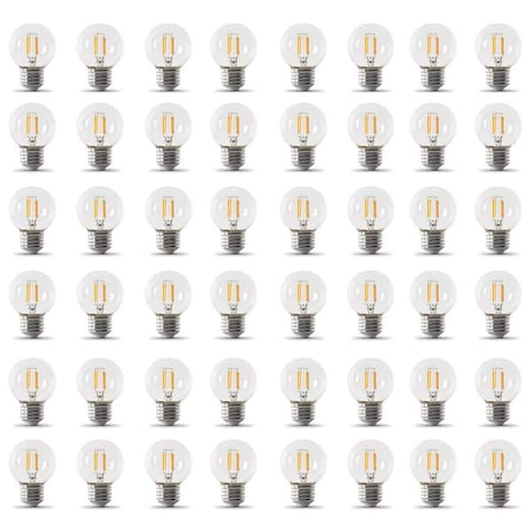 60-Watt Equivalent G16.5 Globe Dimmable Filament White Glass E26 LED Vintage Edison LIght Bulb, Daylight 5000K (48-Pack)