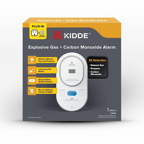 Plug-In Carbon Monoxide + Explosive Gas, Natural Gas, Propane Detector with AA Battery Backup, Low-Level CO, COPDLG