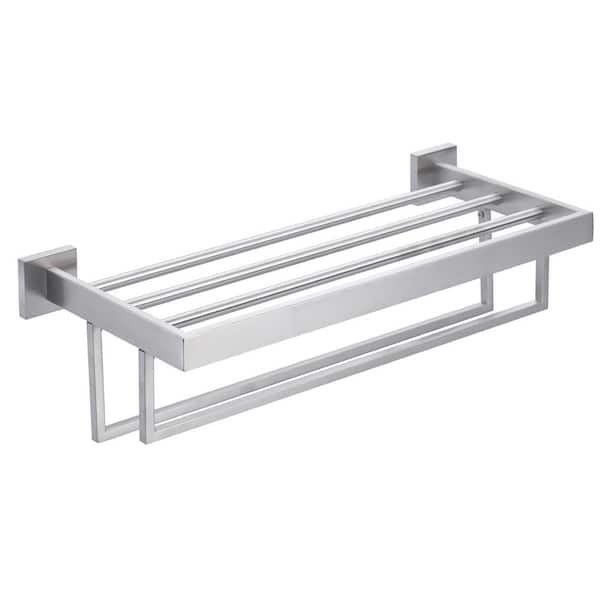 ALEASHA 20 in. 2-Towel Holders Wall Mounted Towel Rack in Brushed Nickel