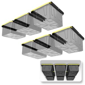 3 in. W x 2 in. H x  26 in. D Six Bin Rack Adjustable Height Garage Ceiling Mounted Storage Unit Black