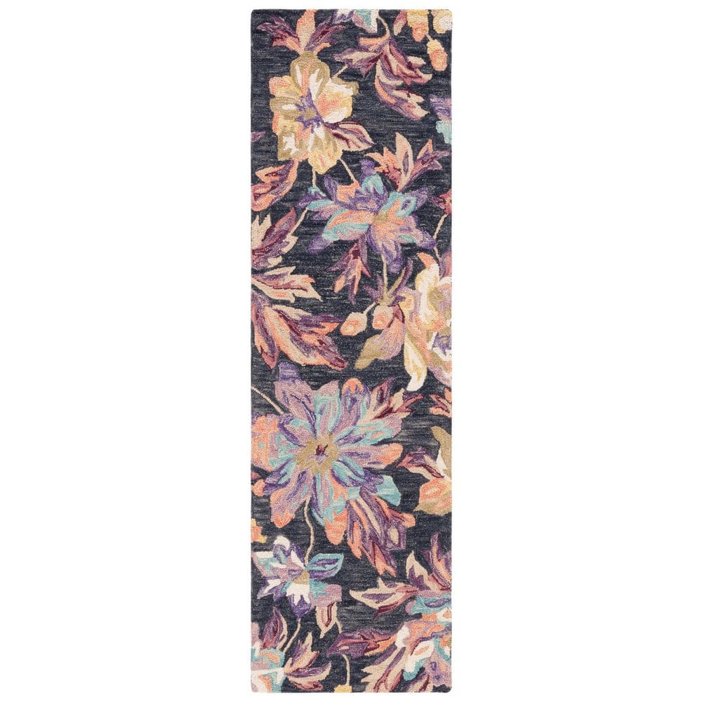 Blossom 2 ft. x 8 ft. Charcoal/Plum Oversized Floral Runner Rug price history on PriceWatchPro