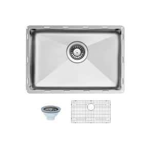 Undermount Stainless Steel 26 in. Single Bowl Kitchen Sink with Rimless Seamless Edge