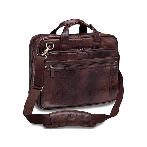 Mancini Arizona Collection Double Compartment 15.6 Laptop / Tablet Briefcase - Brown