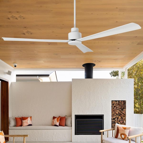 52 in. Indoor Modern Matte White Ceiling Fan with Remote Control and DC Reversible Motor