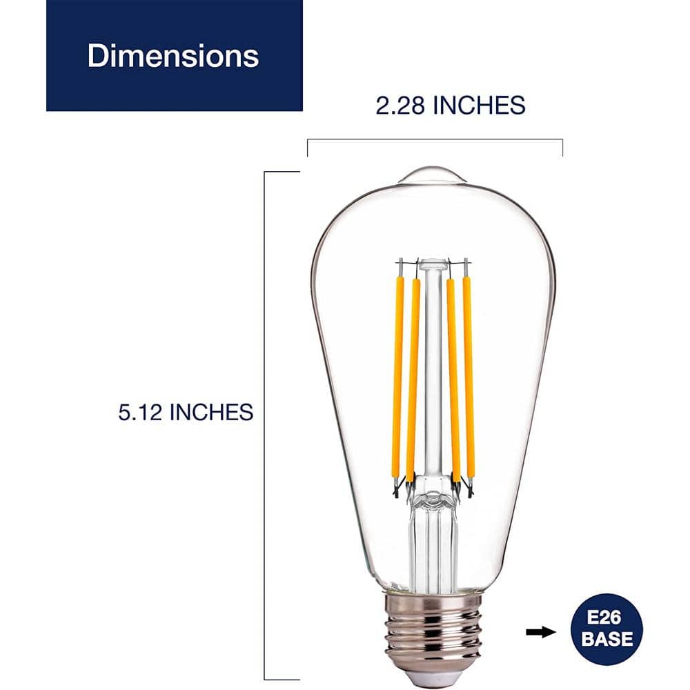 Vintage Edison Clear Glass Dimmable LED Bulbs, Soft White, 4-Pack