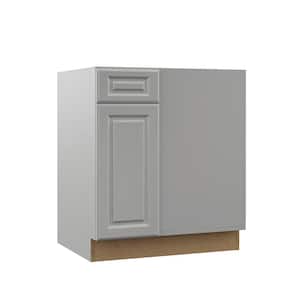 Designer Series Elgin Assembled 30x34.5x23.75 in. Blind Right Corner Base Kitchen Cabinet in Heron Gray