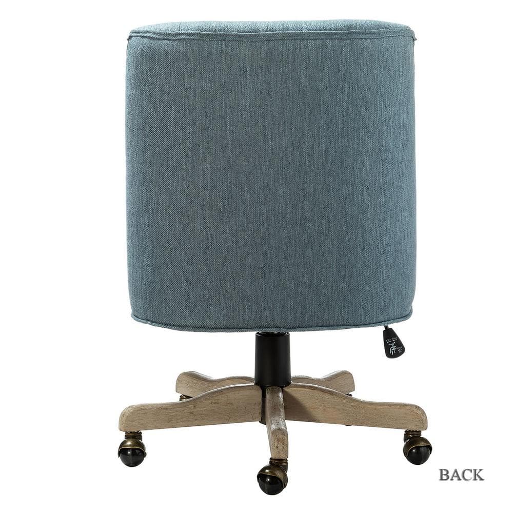 ErgoSwivel Blue Fabric Armless Task Chair with Metal Base