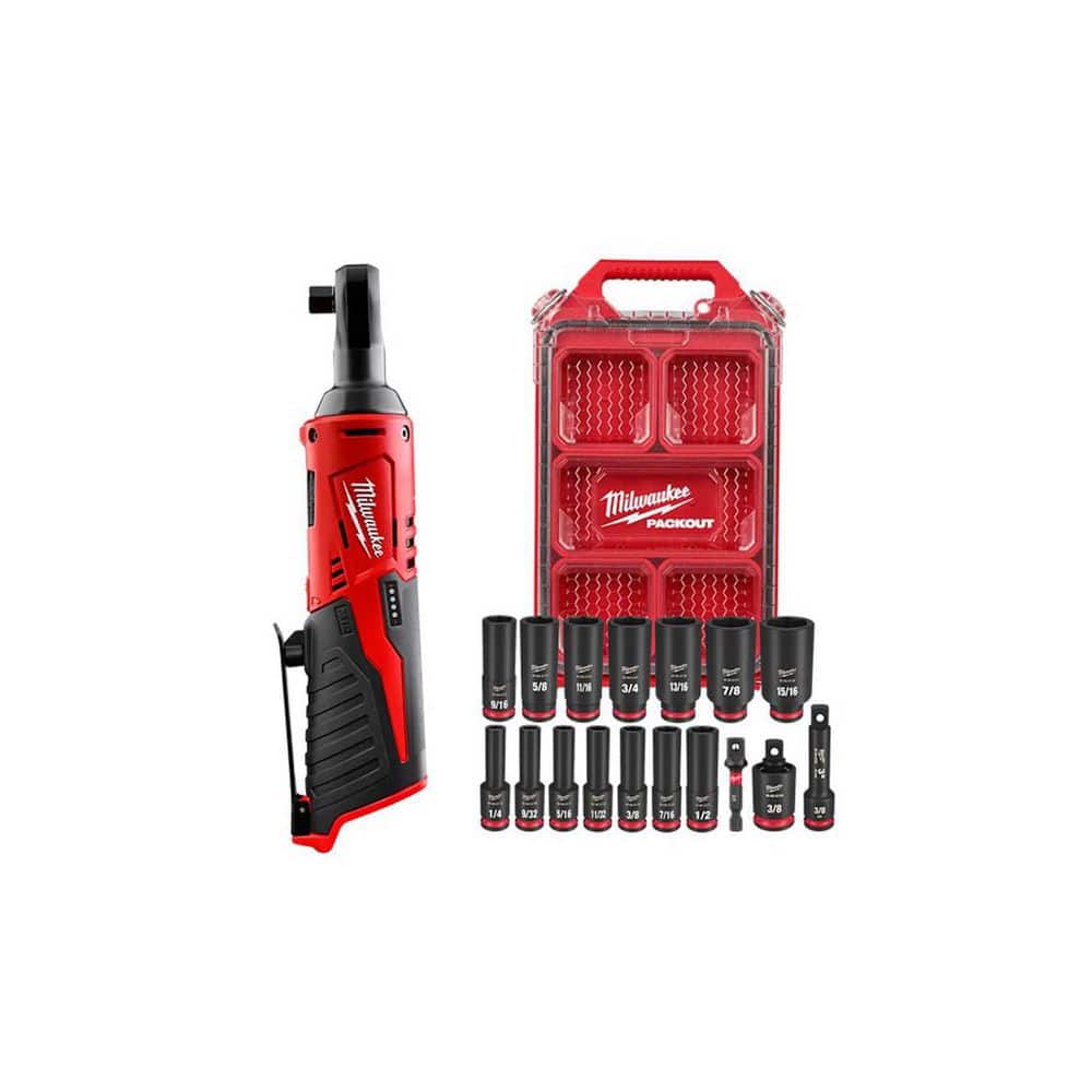 M12 12V Lithium-Ion 3/8 in. Cordless Ratchet (Tool-Only) & Socket Set (17 PC) price history on PriceWatchPro