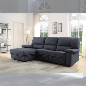 Trifora 62 in. Square Arm 1 - piece Fabric L-Shaped Sectional Sofa in. Dark Gray with Storage