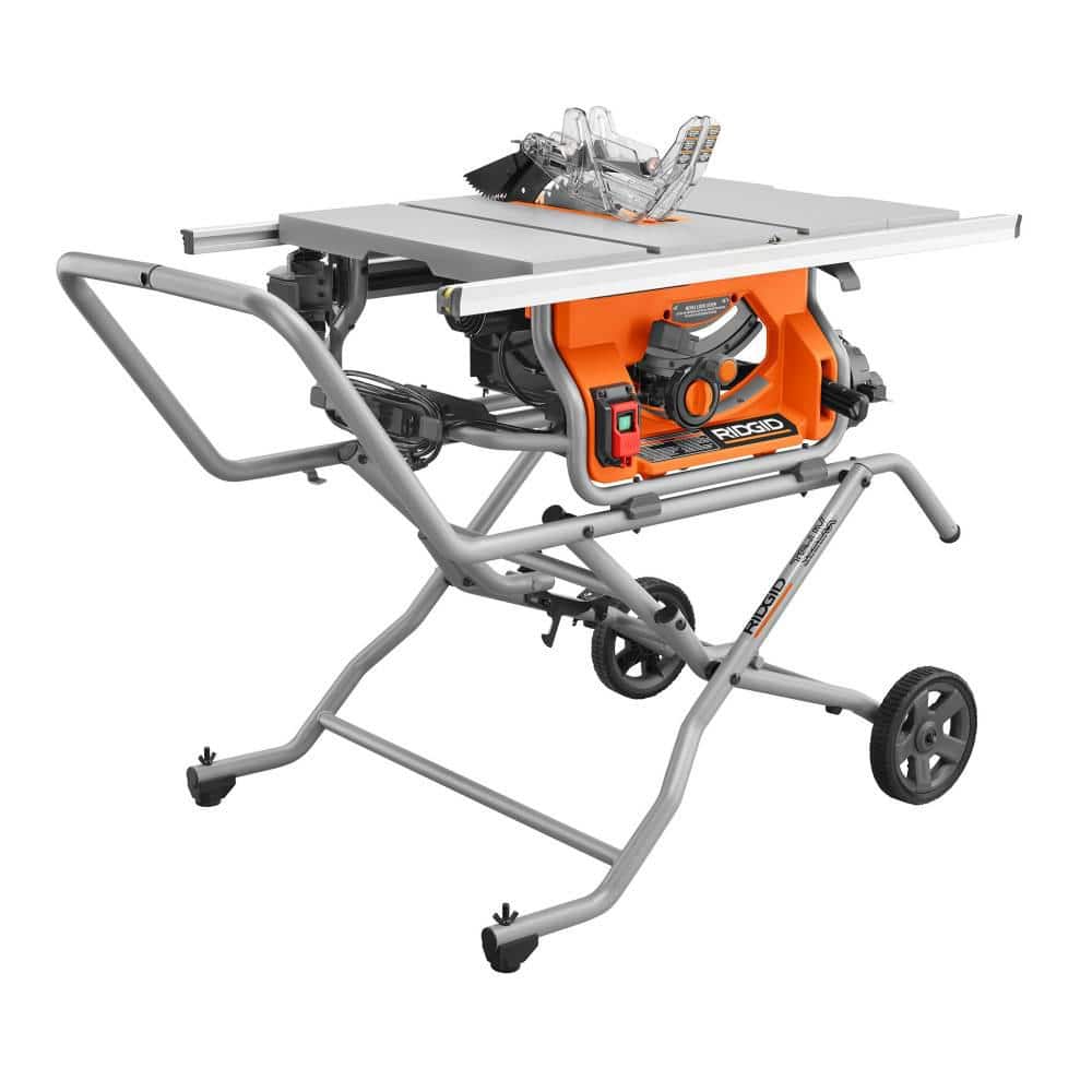 RIDGID 15 Amp 10 in. Portable Corded Pro Jobsite Table Saw with Stand -  R4514