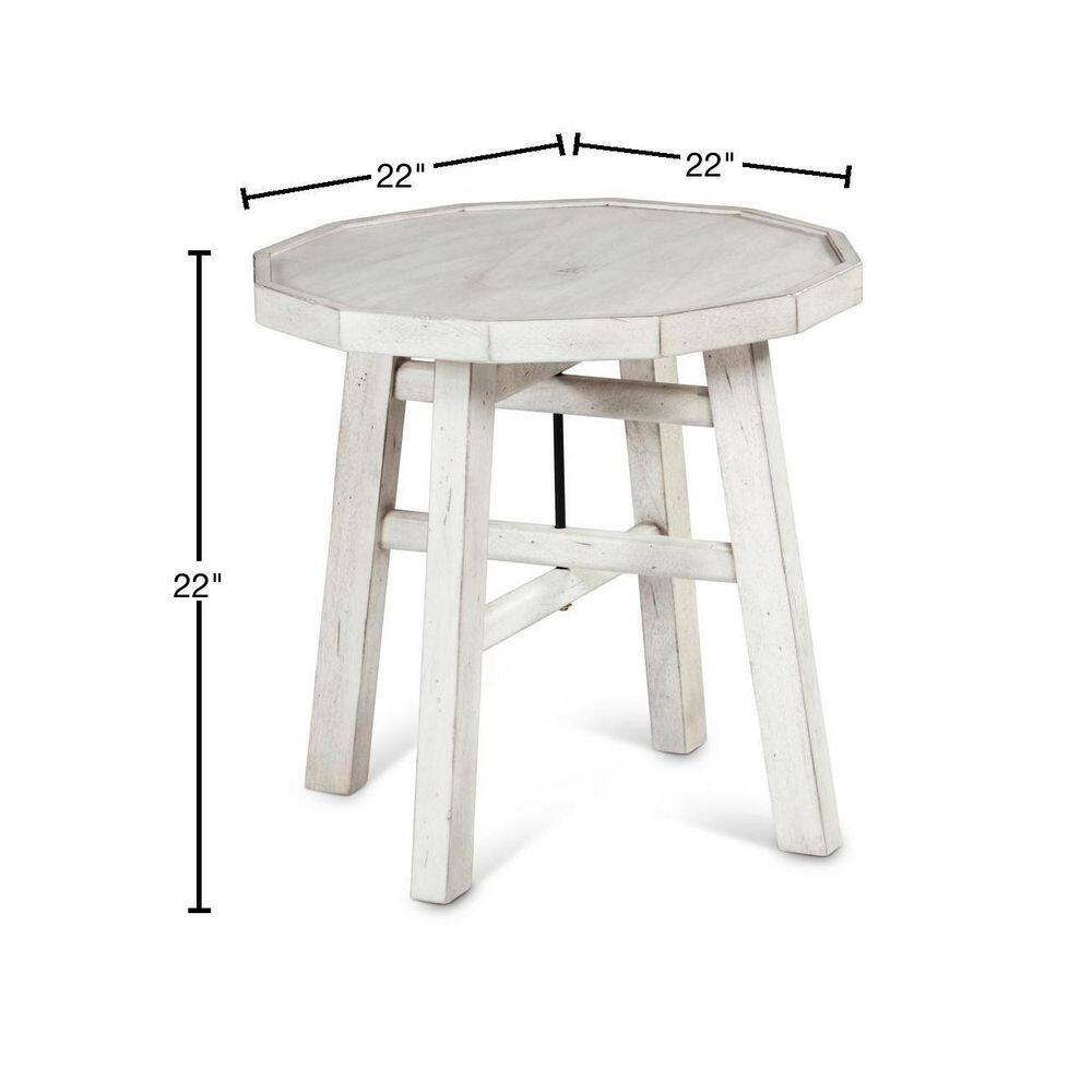Paisley 22" Gray and White Round Wood End Table