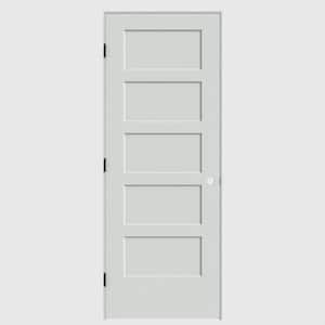 32 in. x 80 in. 5-Panel Bayshore Right-Hand Solid Core Primed Molded Composite Single Prehung Interior Door Flat Jamb