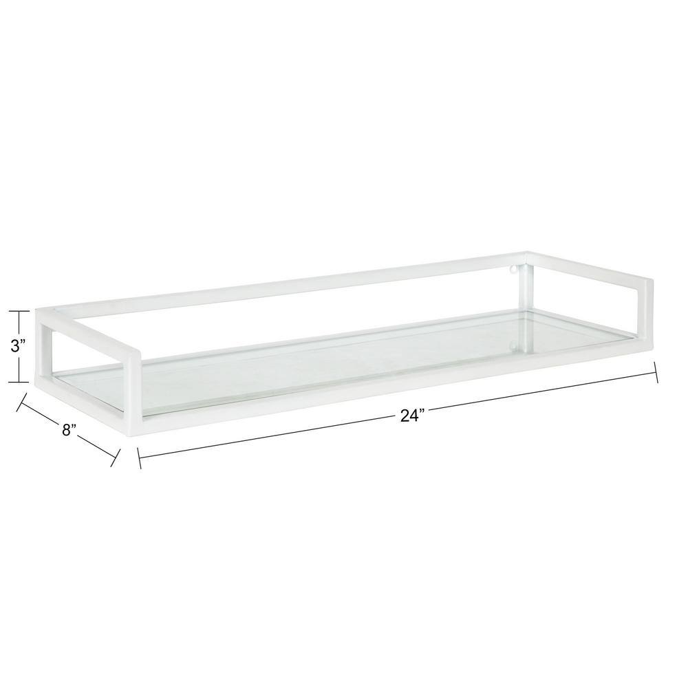 Elegant White and Glass 24" Wall Shelf for Modern Decor