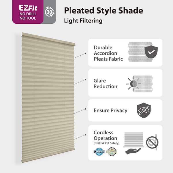 Perfect Lift Window Treatment EZ Fit No Drill No Tool Camel