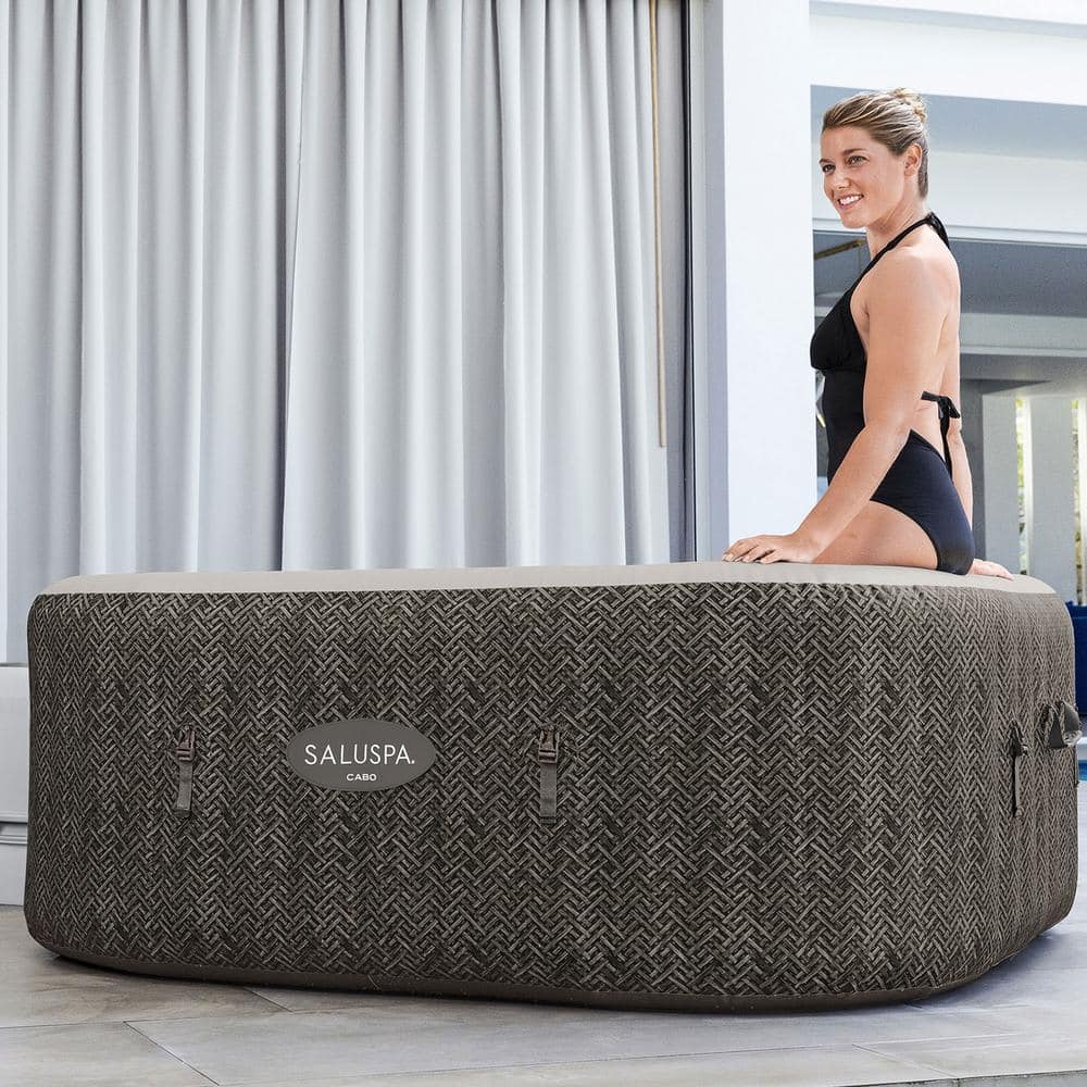 Bestway SaluSpa 6-Person Brown Inflatable Square Hot Tub with Seats and Headrest