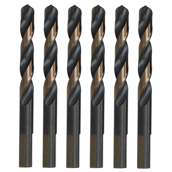 3/8 in. HSS Black and Gold Contractor Drill Bit with Split Point and 3-Flat Shank (6-Pack)