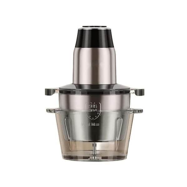 Kitchen Prep Series 2-Piece Glass and Stainless Steel Mixing Bowl Set with Dual-Speed Chopping Feature in Black