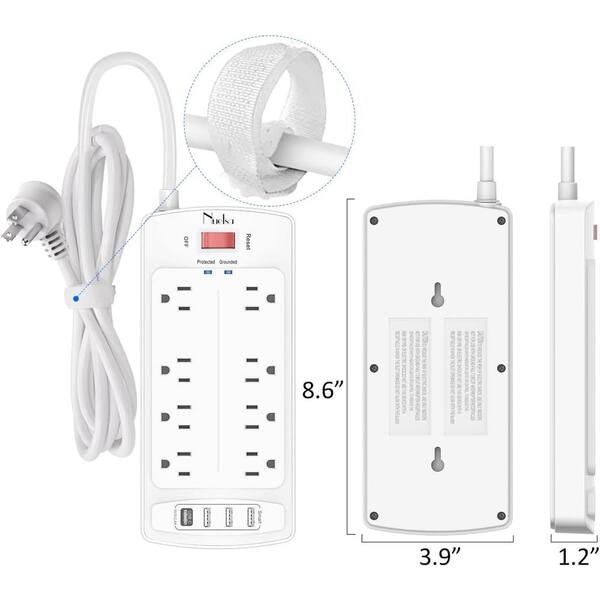 Easylife Tech 6 ft, 4-Outlet, Power Strip Surge Protector - White