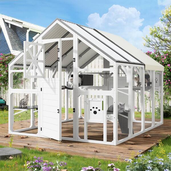 Nestfair 7.87 ft. W x 6 ft. D Greenhouse Outdoor Cat Enclosure