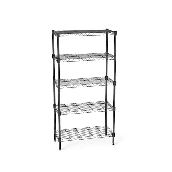 Naomi Metal Wire 5 Tier Adjustable Shelving Unit in Black (29.53 in. W x 13.78 in. D x 59.06 in. H)