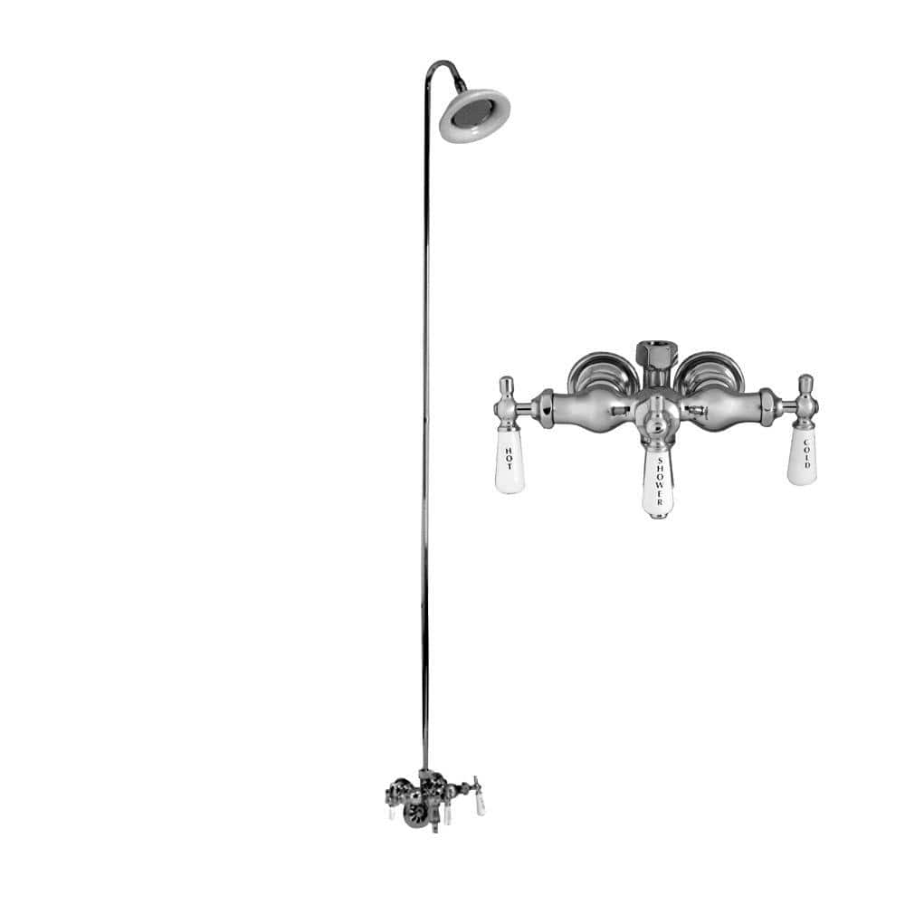 Polished Nickel Wall Mounted Clawfoot Tub Faucet with Diverter