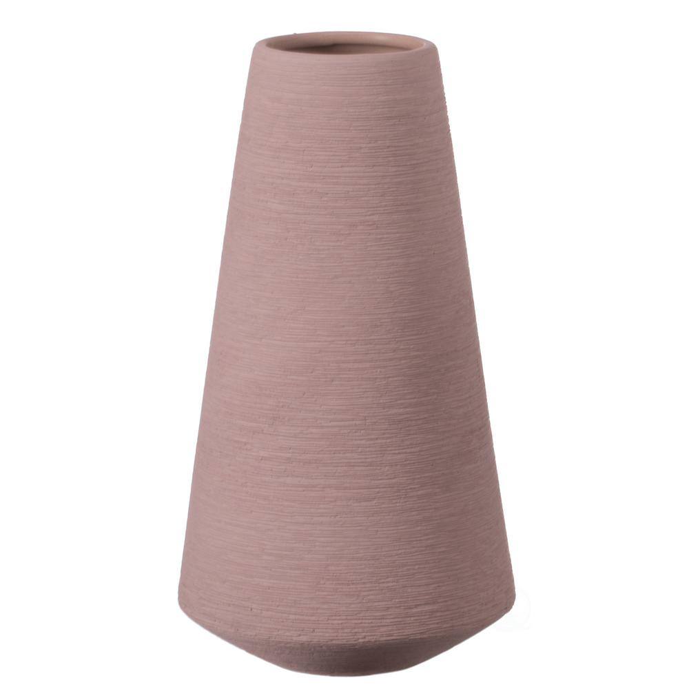 Elegant Pink Ceramic Cone Centerpiece Vase 12"