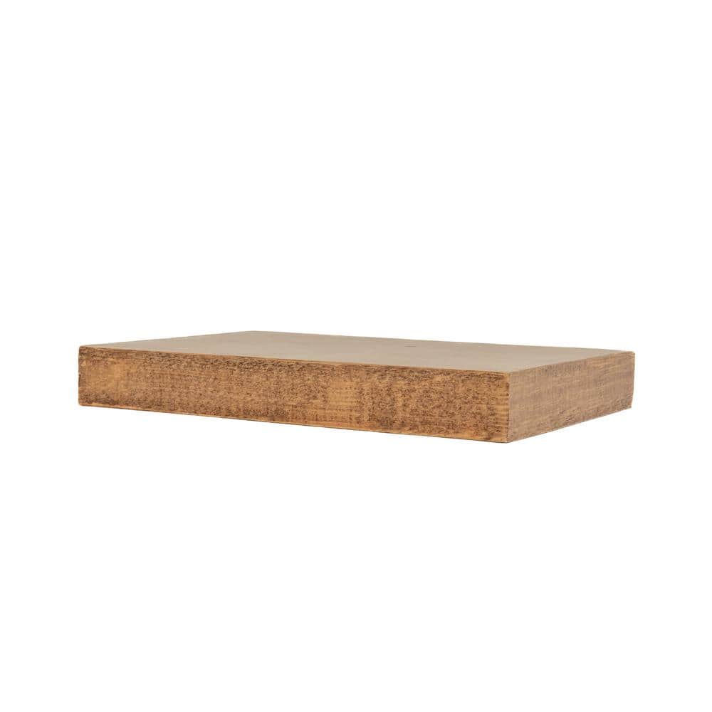 48" Medium Wood Floating Wall Shelf with White Pine Finish