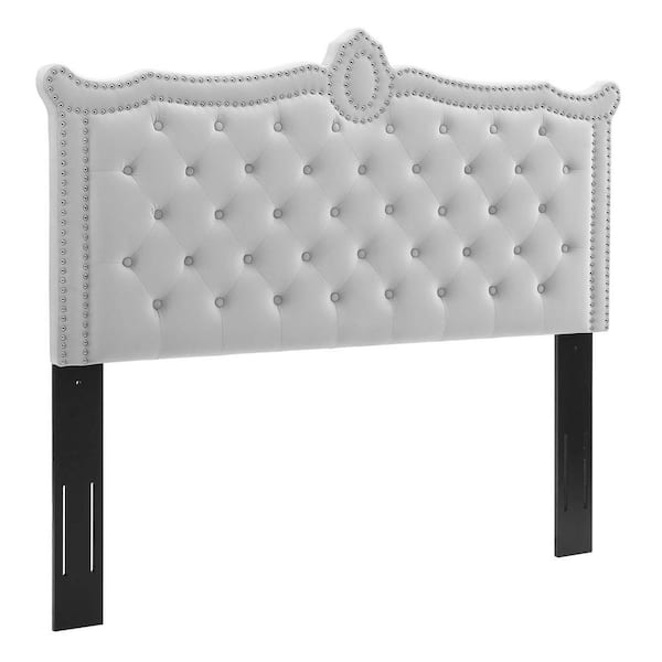 MODWAY Louisa Light Gray Tufted Performance Velvet Full/Queen Headboard